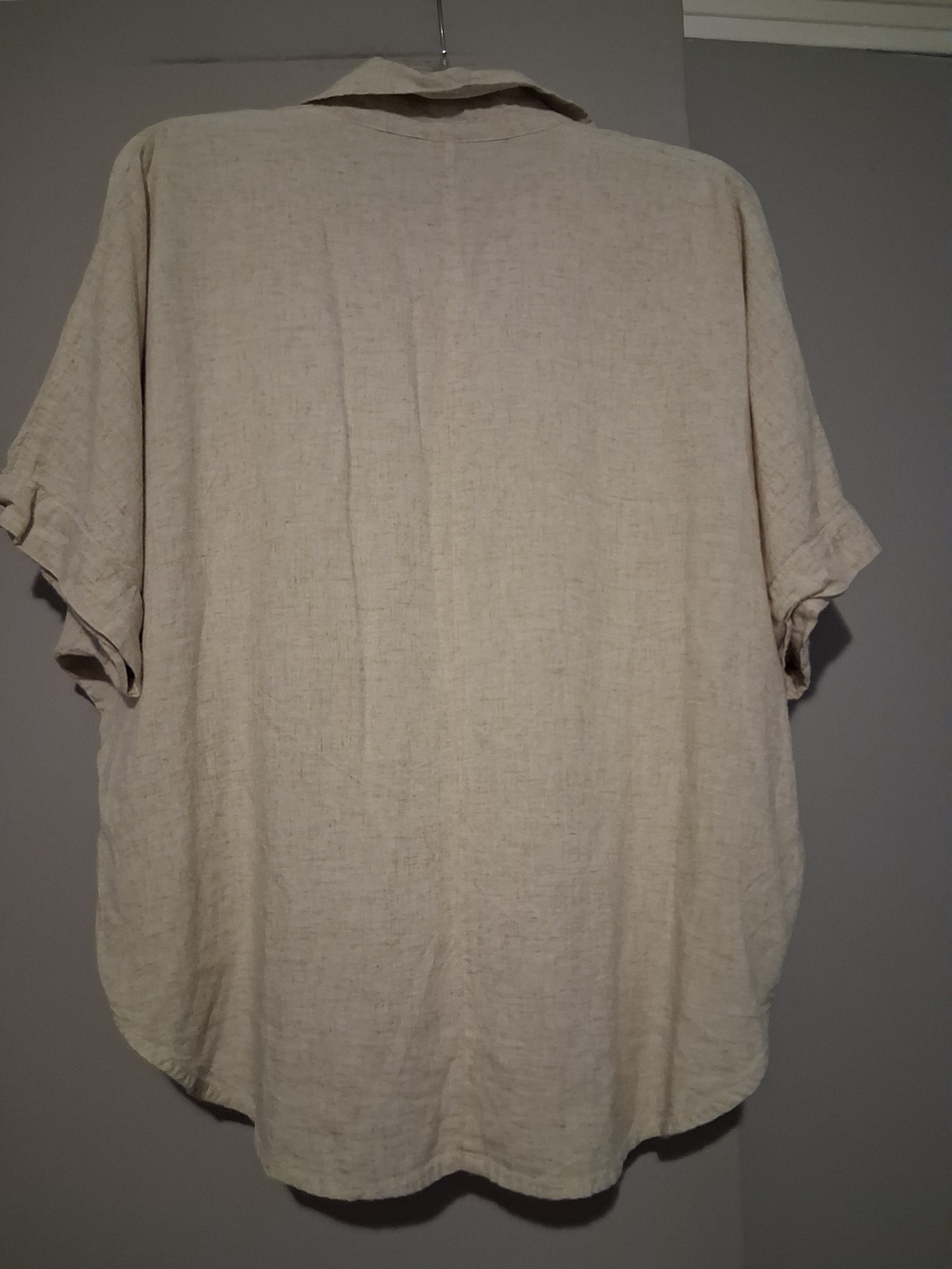 ZURY- Linen-Blend Beige Button-Down Women’s Top - Picture 2 of 5
